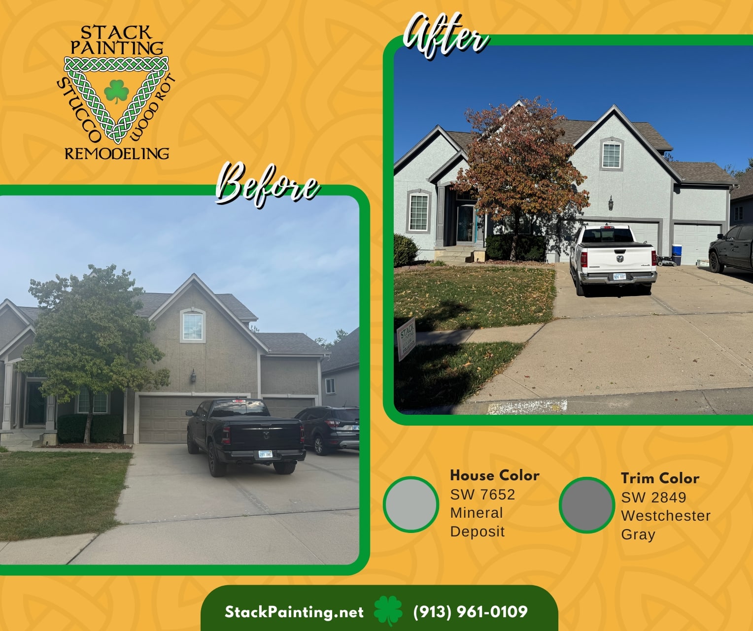 Exterior painting in Lenexa, KS by Stack Painting — project for Brian Y.