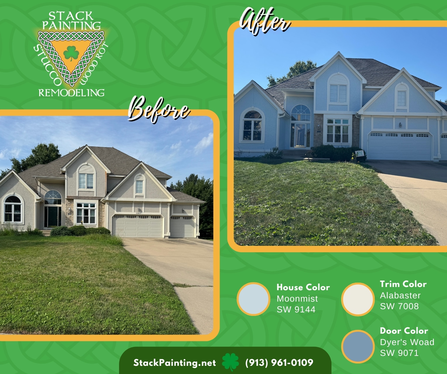 Exterior painting in Overland Park, KS by Stack Painting — project for Grace S.