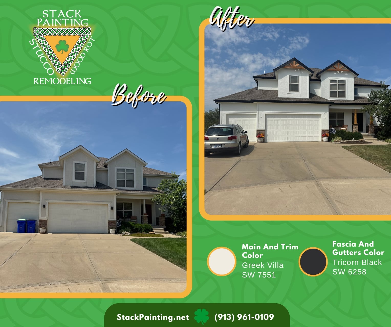 Exterior painting in Lenexa, KS by Stack Painting — project for Holly B.