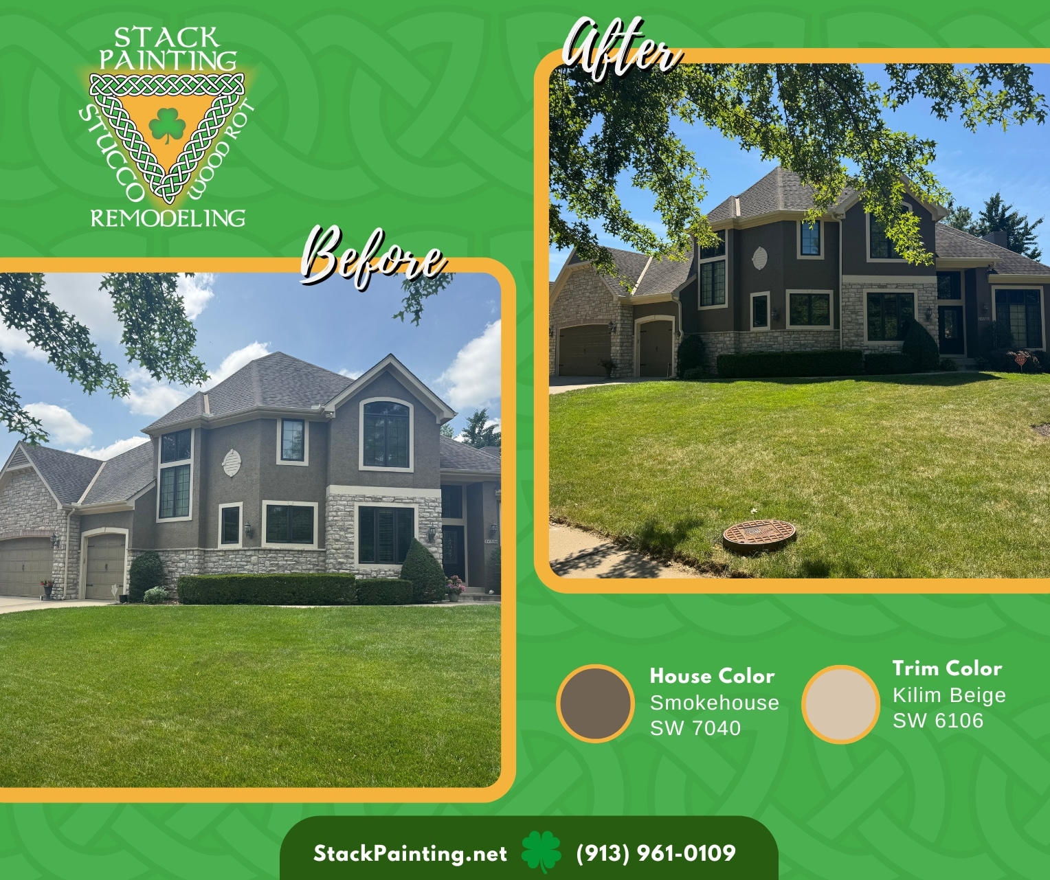 Exterior painting in Overland Park, KS by Stack Painting — project for Joann E.