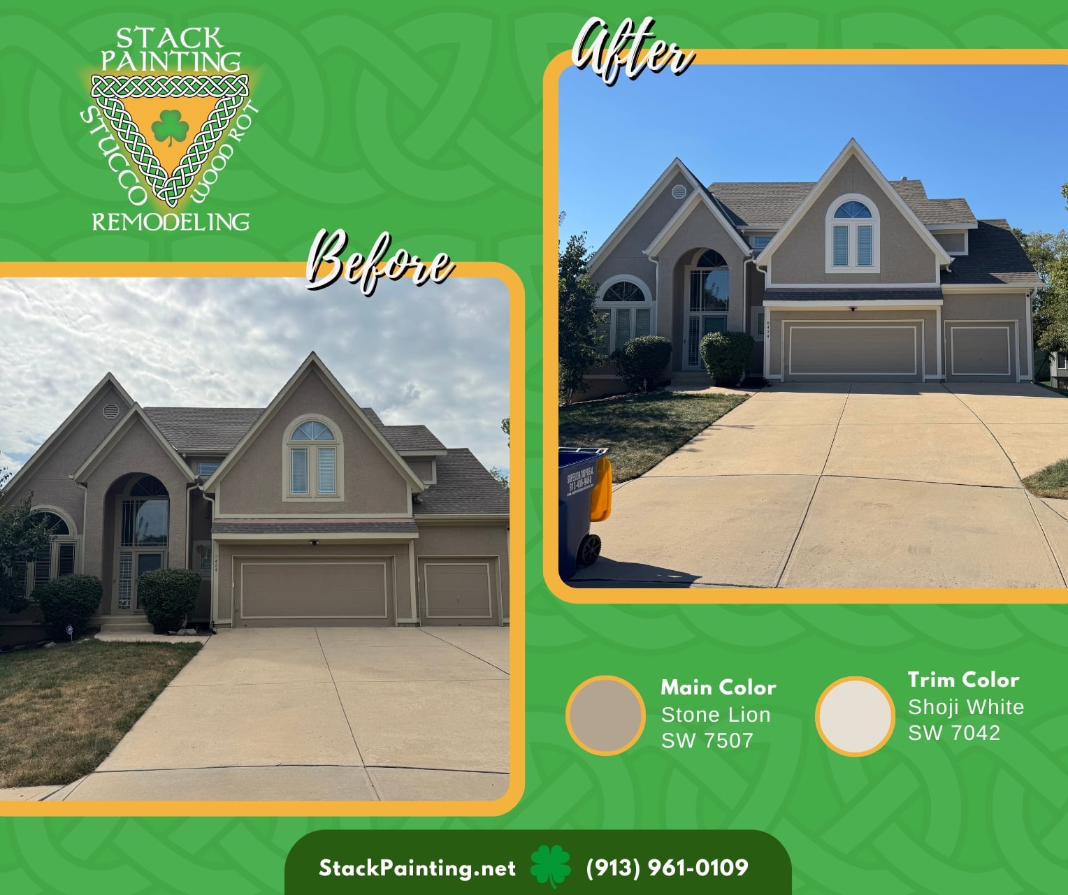 Exterior painting in Lenexa, KS by Stack Painting — project for Larry D.