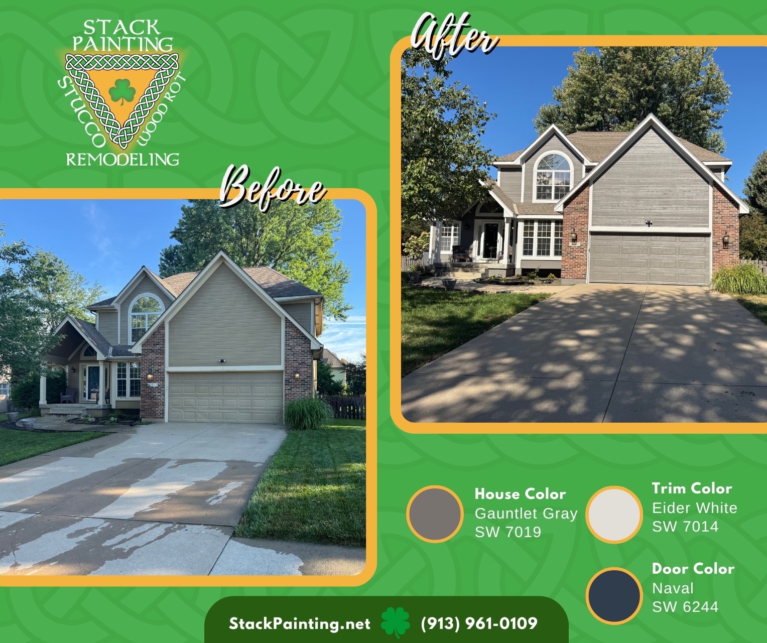Exterior painting in Lee's Summit, MO by Stack Painting — project for Lori B.
