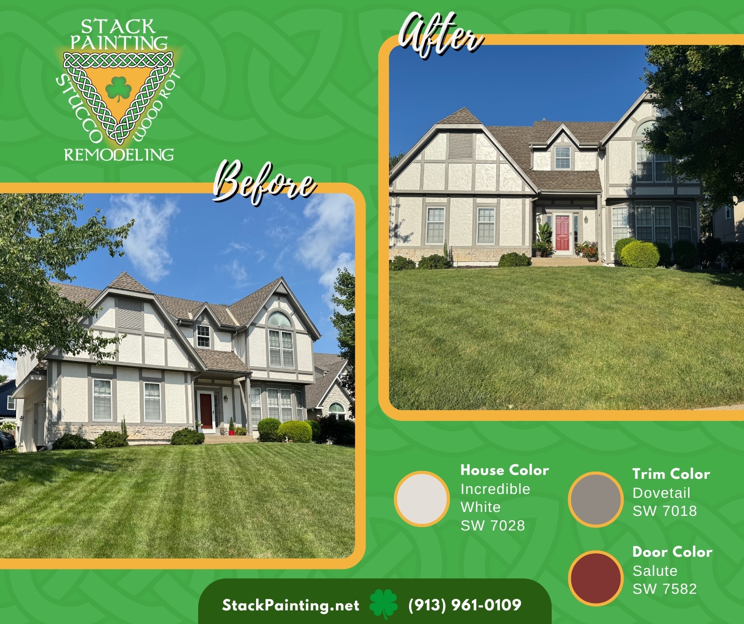 Professional exterior painting in Olathe, KS by Stack Painting. Siding, wood rot, stucco repair, and remodeling that lasts for years.